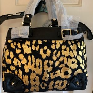Juicy Couture Black Gold Leopard Canvas Handbag